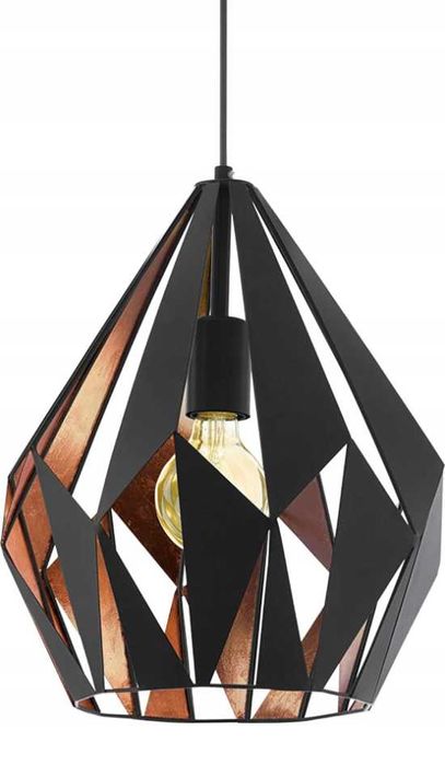Lampa wisząca loft czarna z miedzianym środkiem, geometryczna, E27