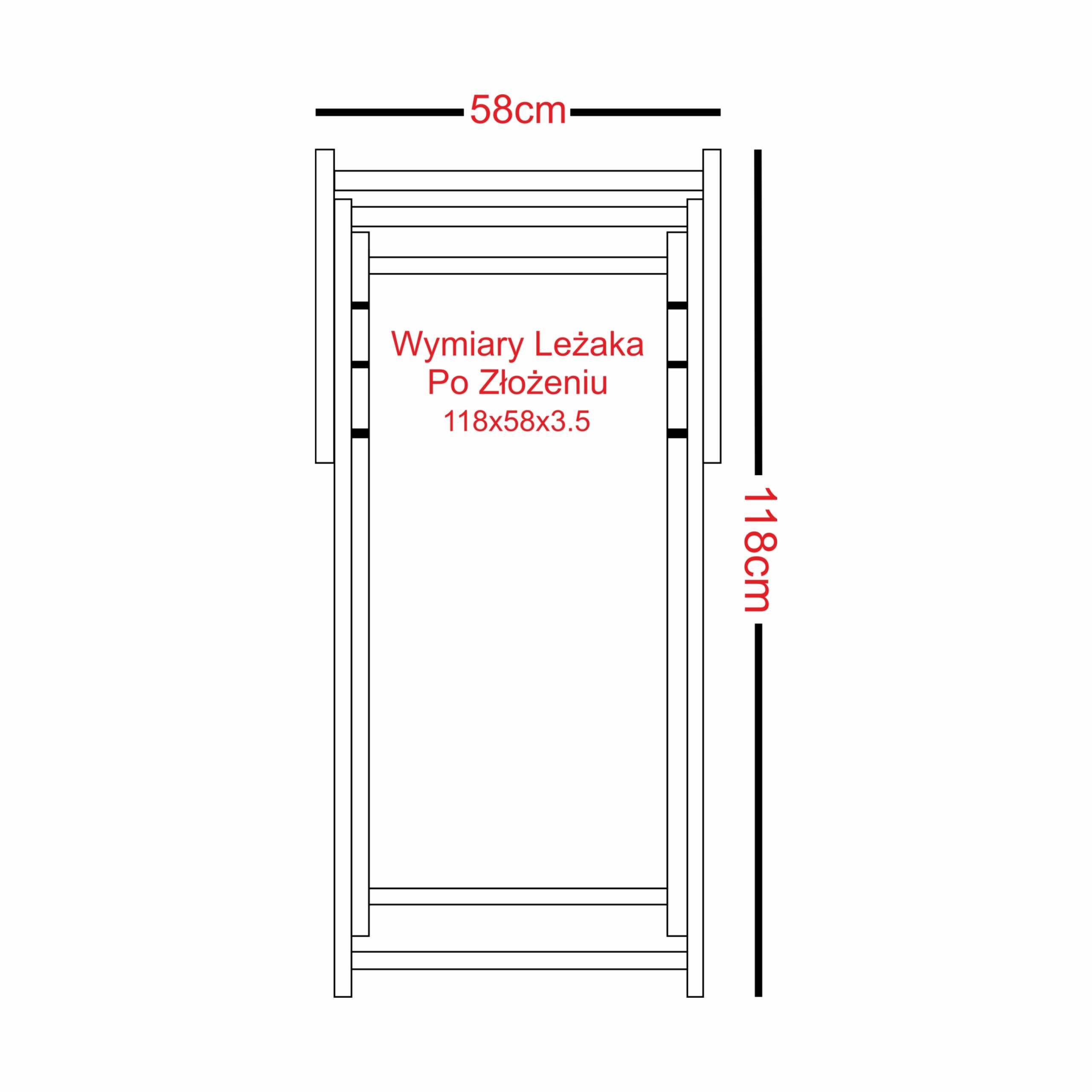 Klasyczny drewniany leżak ogrodowy CZERWONY