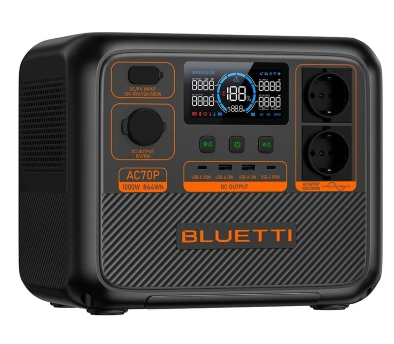 Зарядна станція Bluetti AC70P, 1000 Вт, 864 Вт/год ,  UPS,