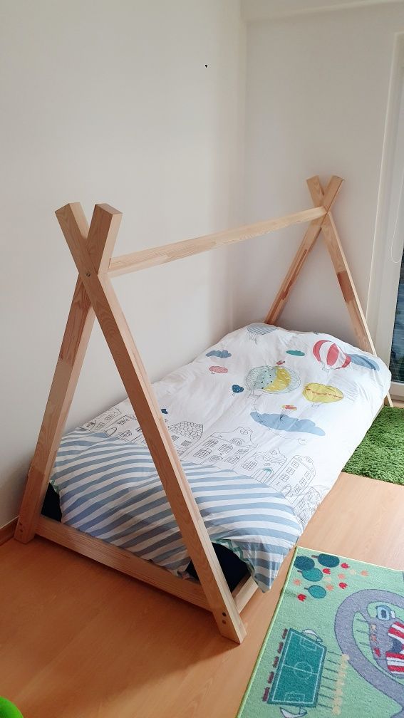 Cama de criança estilo Tipi + colchão 90×190