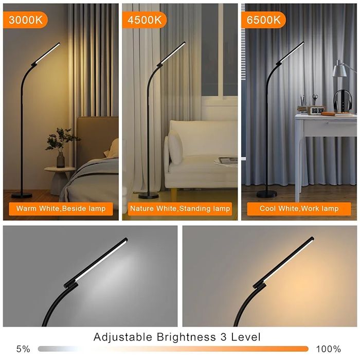 Lampa stojąca do czytania Lanmonlily LED, 15 W, z pilotem i sterowanie