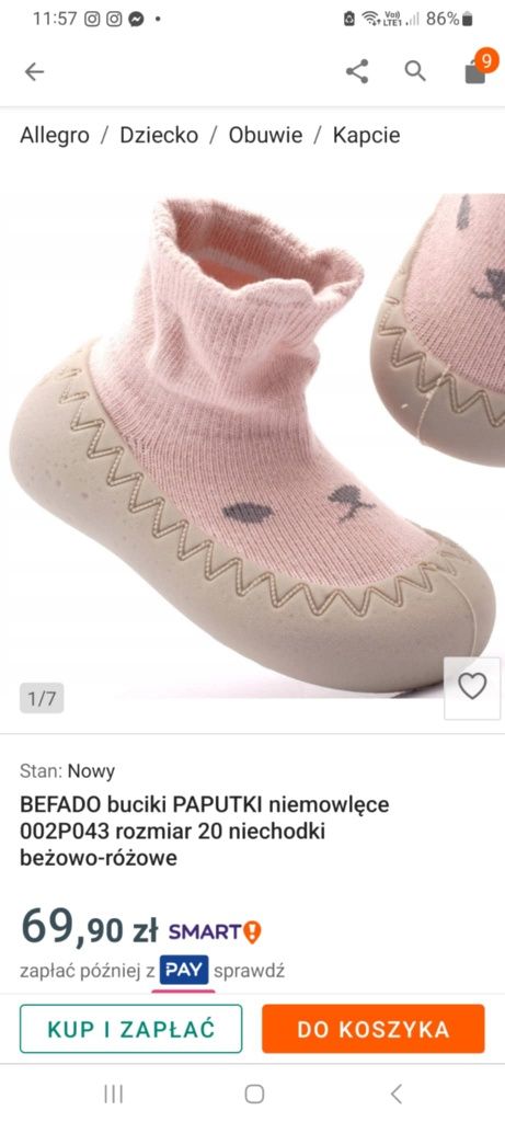Kapcie dziecięce Befado