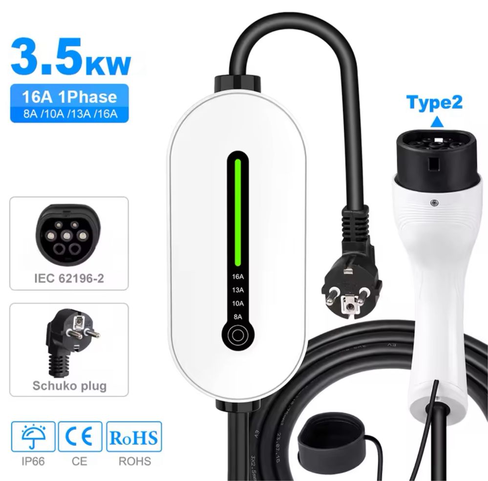 Carregador Portatil 3.5 kw - 16A - Eletricos e Hibridos