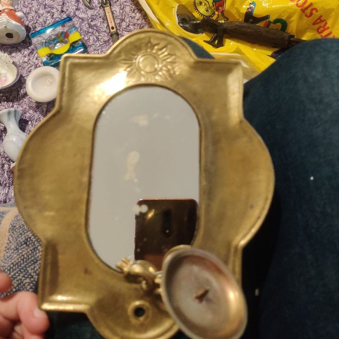 Подсвечники бронзовые, подсвечник с зеркалом, Скандинавия