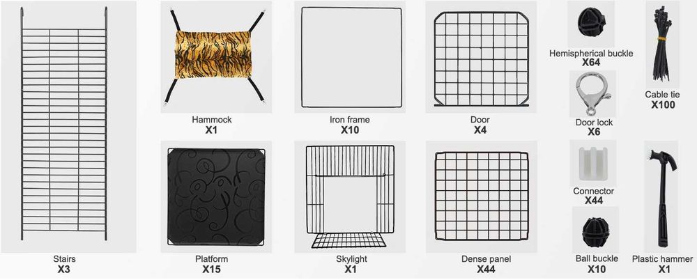 Klatka dla szynszyli królika kota XXL WIELKA NOWA 4 poziomy czarna