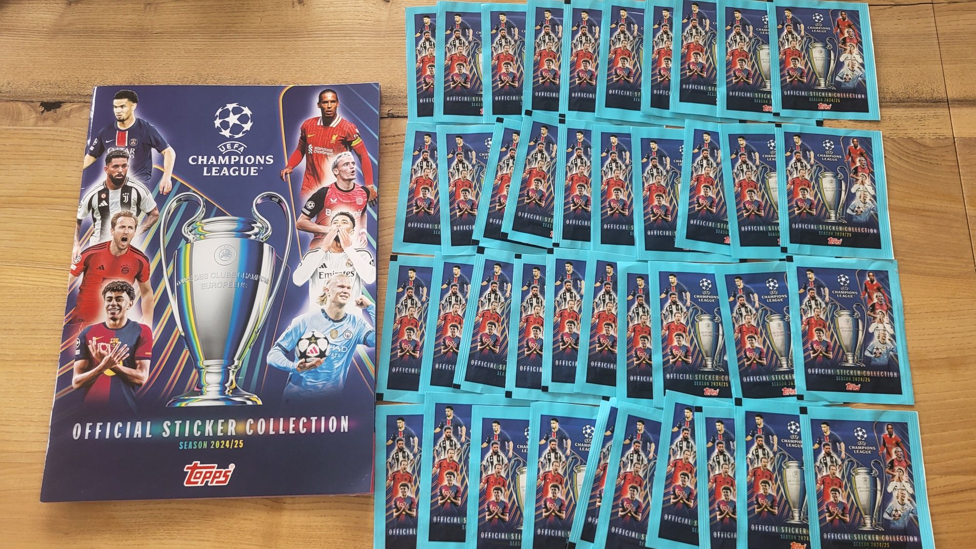 Zestaw UEFA Champions League 2024/2025 album + 40 saszetek / naklejki