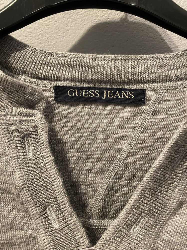 Sweter szary Guess jeans z dzianiny vintage retro y2k