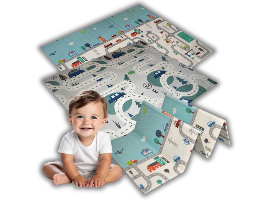 Duża Dwustronna Mata Piankowa Edukacyjna 180x200cm Składana WYPRZEDAŻ