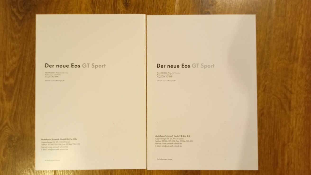 VW Volkswagen EOS GT Sport. Prospekt