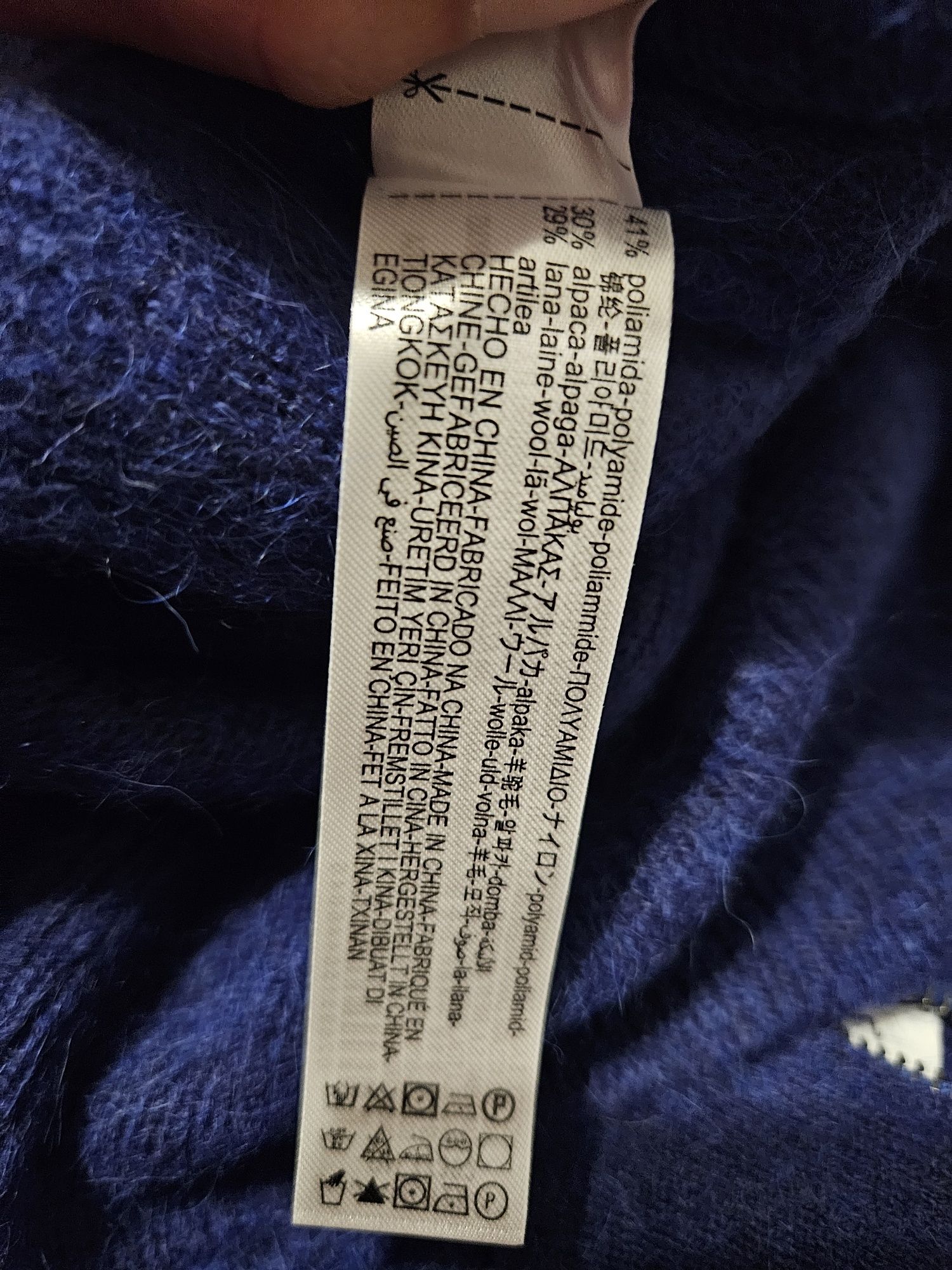 Niebieski kobaltowy sweter Zara alpaka wełna