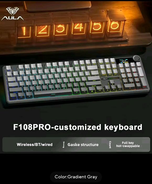 AULA F108 PRO механічна повнорозмірна FULL SIZE бездротова hotswap