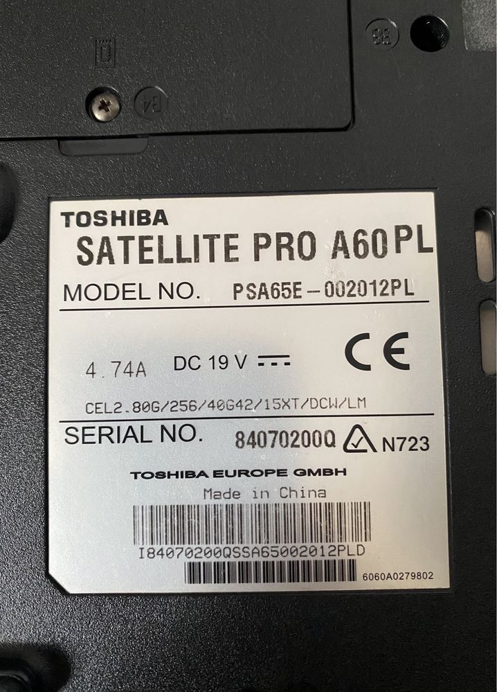 Toshiba Statelitte Pro A60