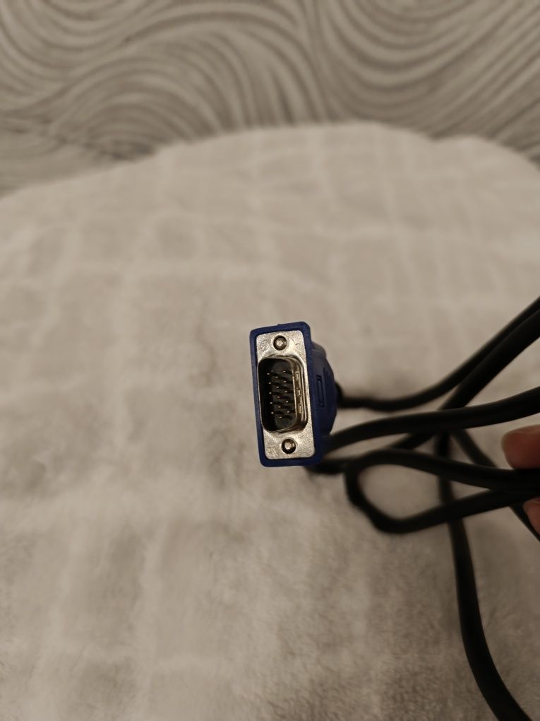 Кабель VGA 3+2 3m, male to male (папа-папа), 2 феррита, черно-синий