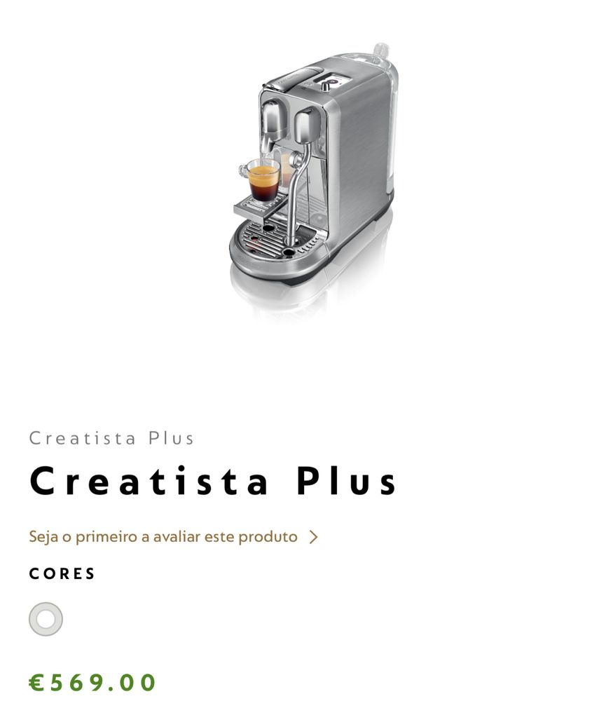 Máquina Nespresso Creatista Plus