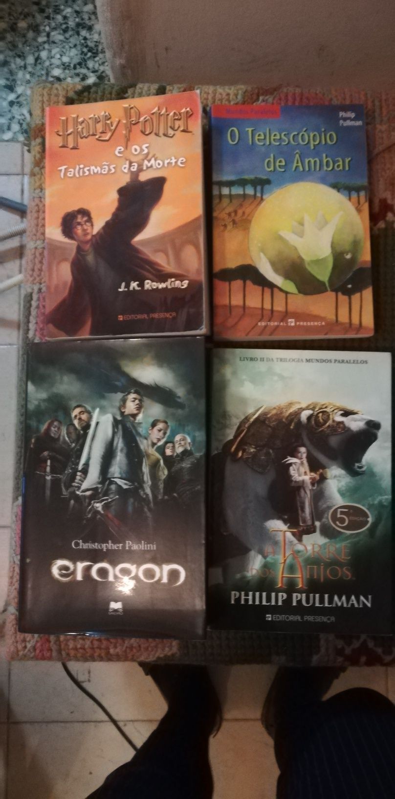 Livros juvenis Eragon, Harry Potter, mundos paralelos, etc.