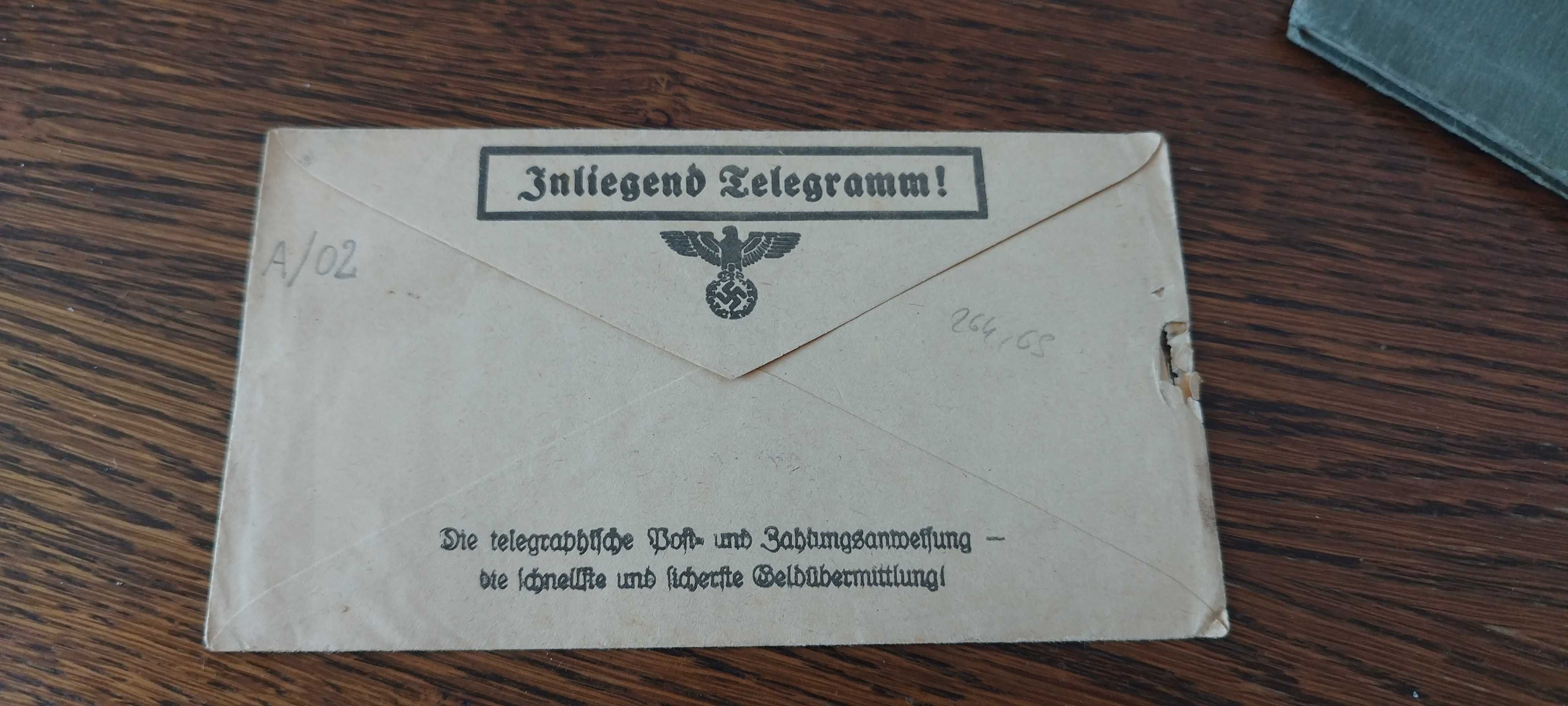 Oryginalna koperta na Telegram III Rzesza 1943 rok ! Polecam