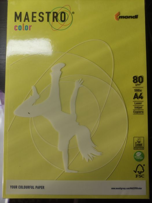 Бумага А4 жёлтого цвета Maestro