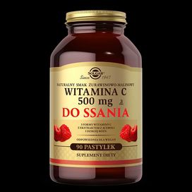 Solgar Witamina C 500 mg do ssania s. żurawina-malina 90 pastylek.