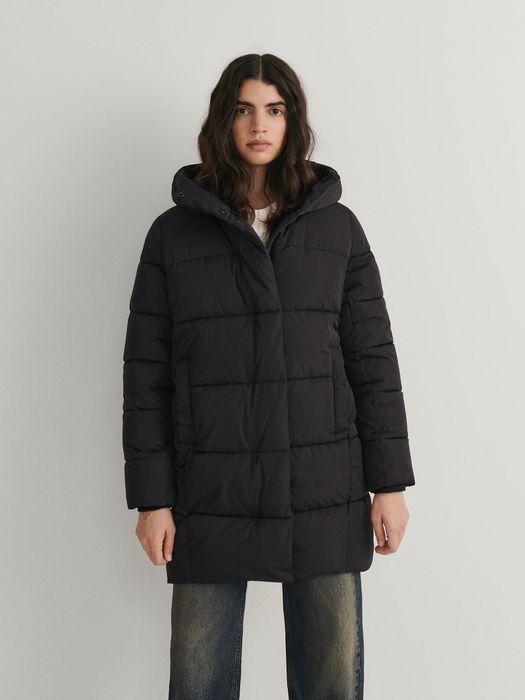 Новий базовий теплий об'ємний пуховик курточка пальто довге
