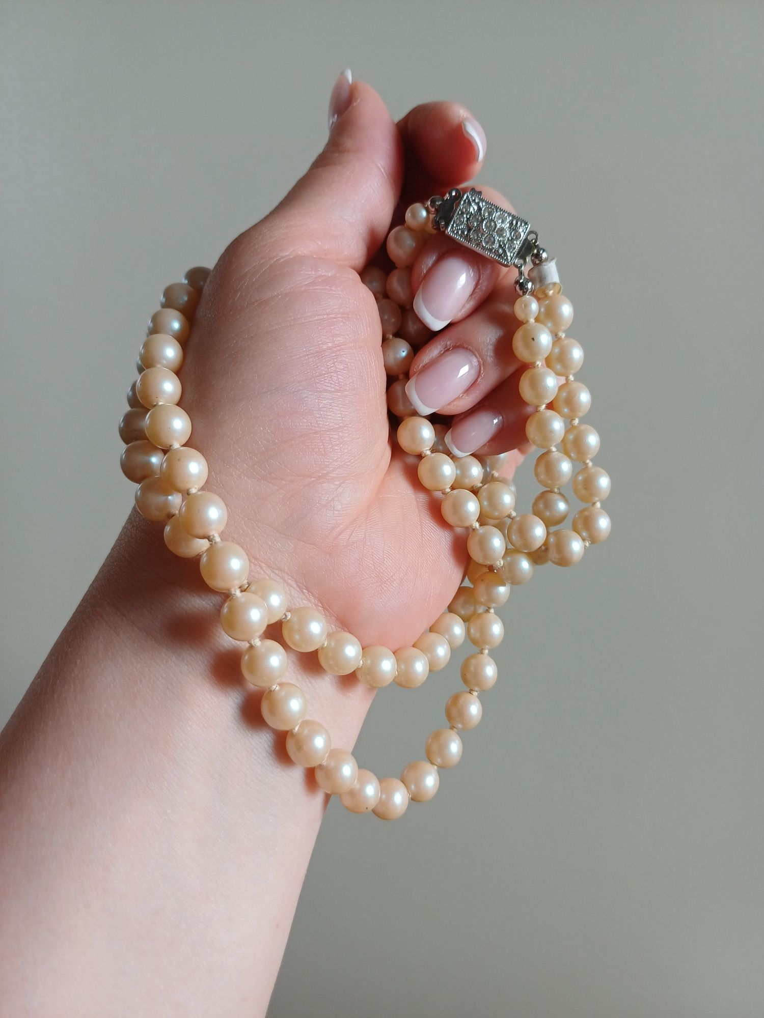 Sztuczne perły podwójny sznur vintage stare
