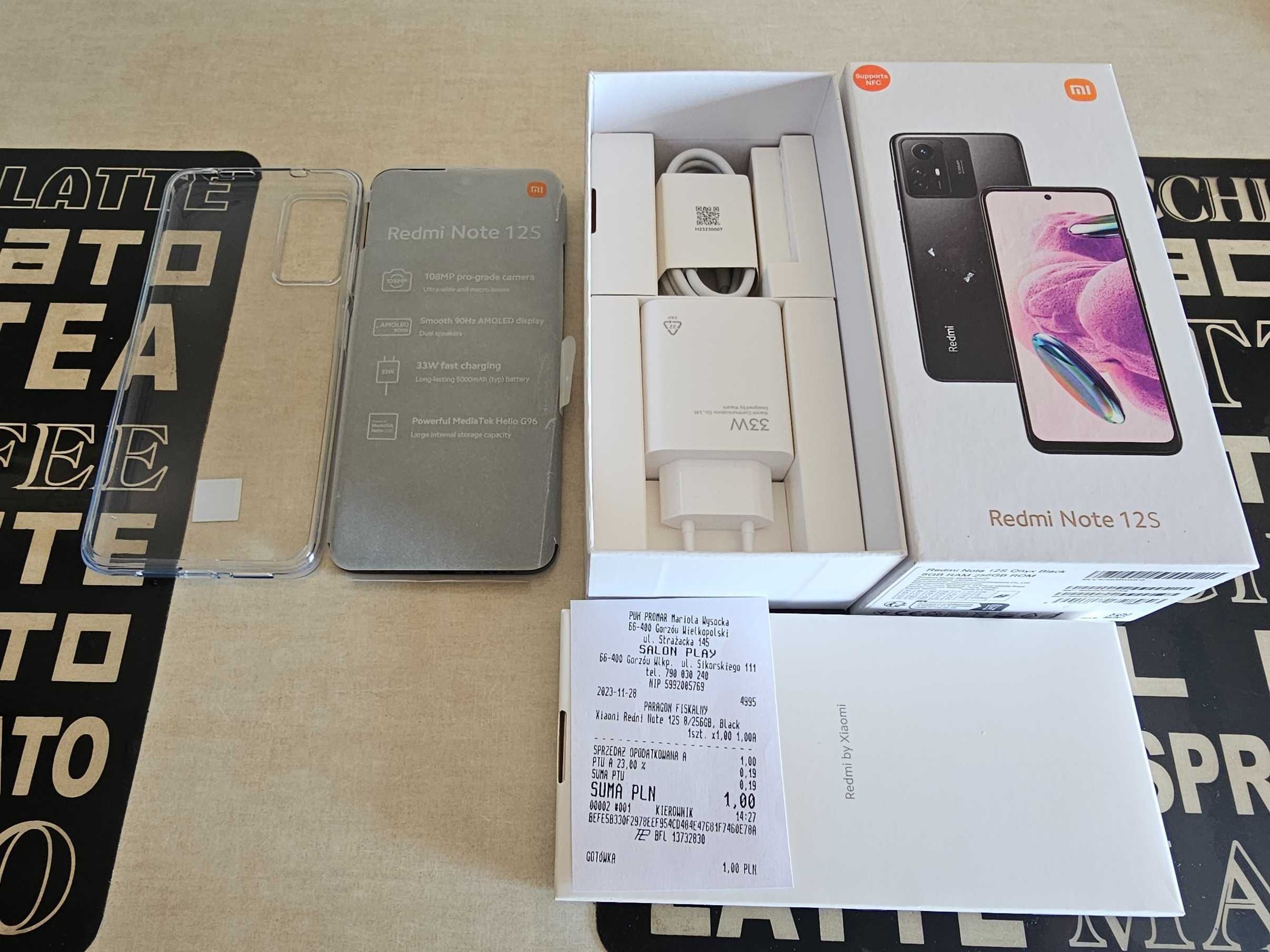 XIAOMI REDMI NOTE 12S 8/256GB NOWY Play czarny gwar.prod24M!BEZ Blokad