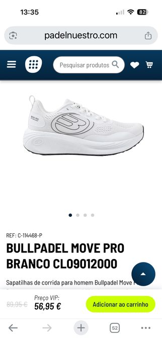 Zapatos BULLPADEL move pro brancos