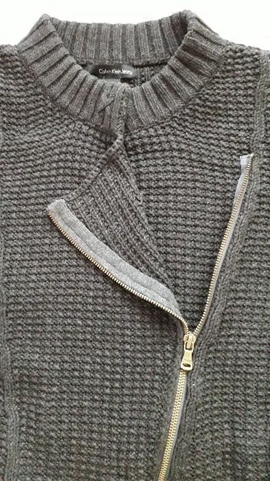 CALVIN KLEIN sweter damski szary o kroju ramoneski r.L/G