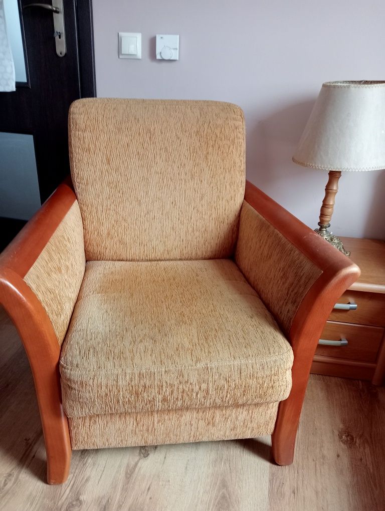 Sofa z fotelem brąz