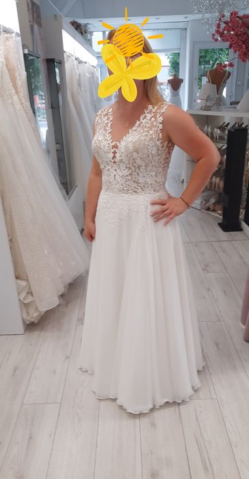 Suknia ślubna muślin 38 niska kobieta