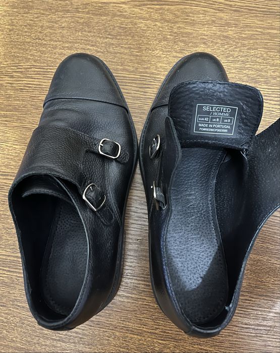 Туфлі-монки шкіряні чорні Selected/Homme