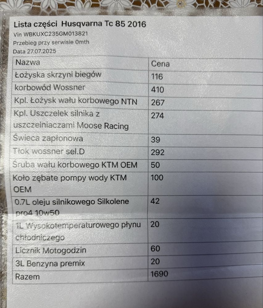 Husqvarna Tc 85 2016 Po świeżym remoncie