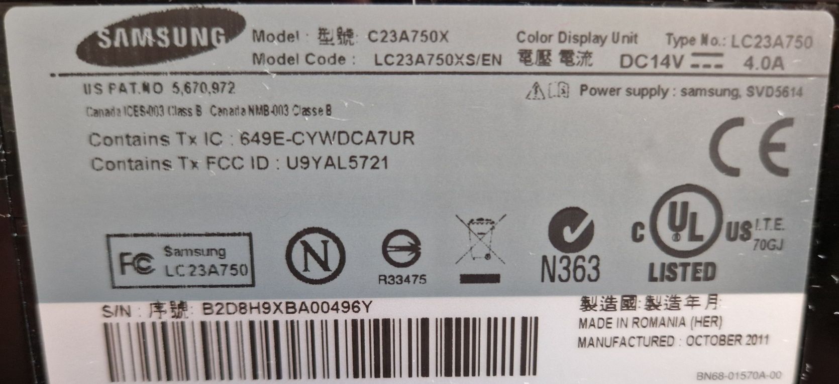 monitor SAMSUNG C23A750X