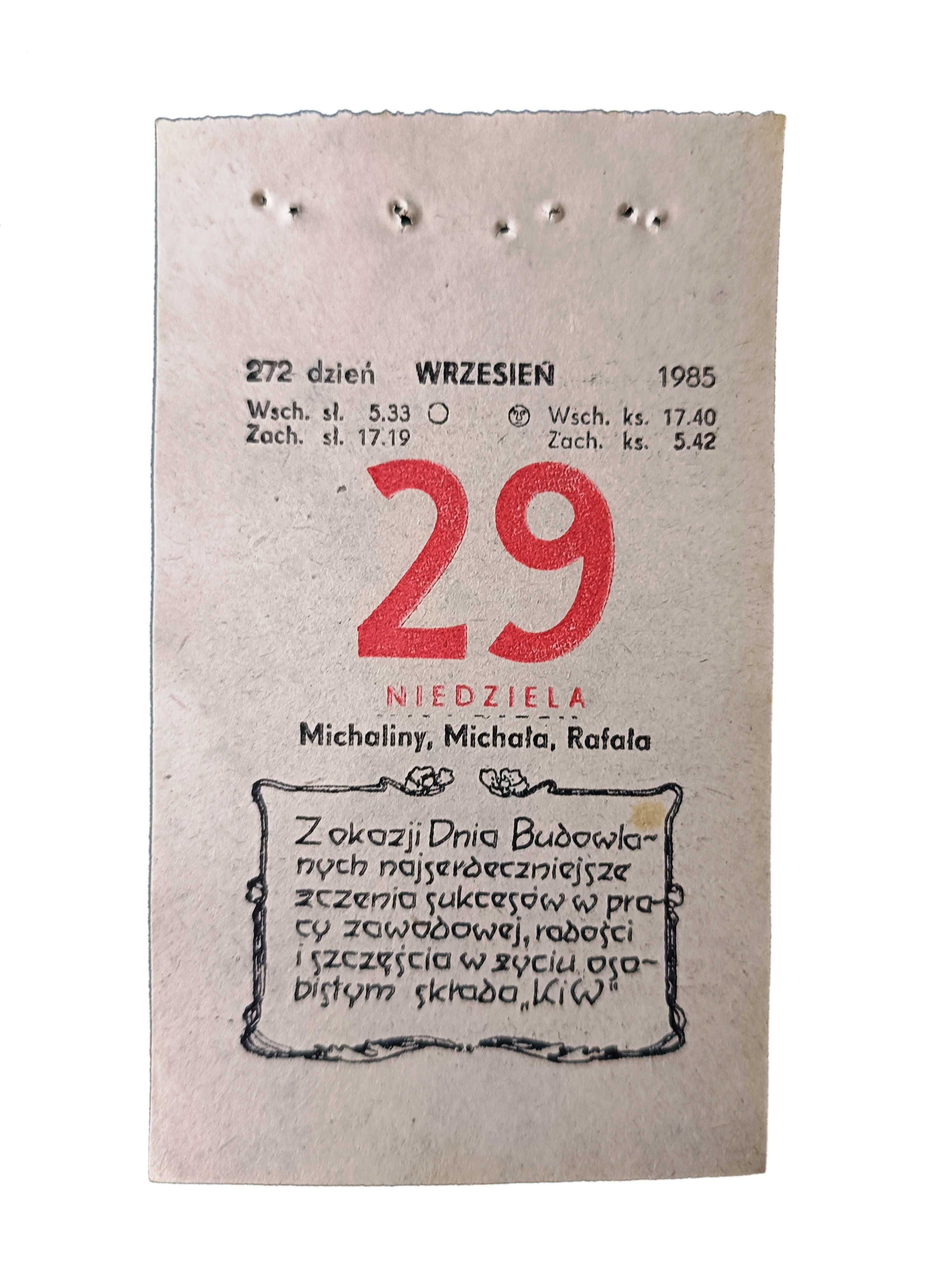 1985 oryginalna kartka z kalendarza zdzierak - 40 urodziny - PREZENT