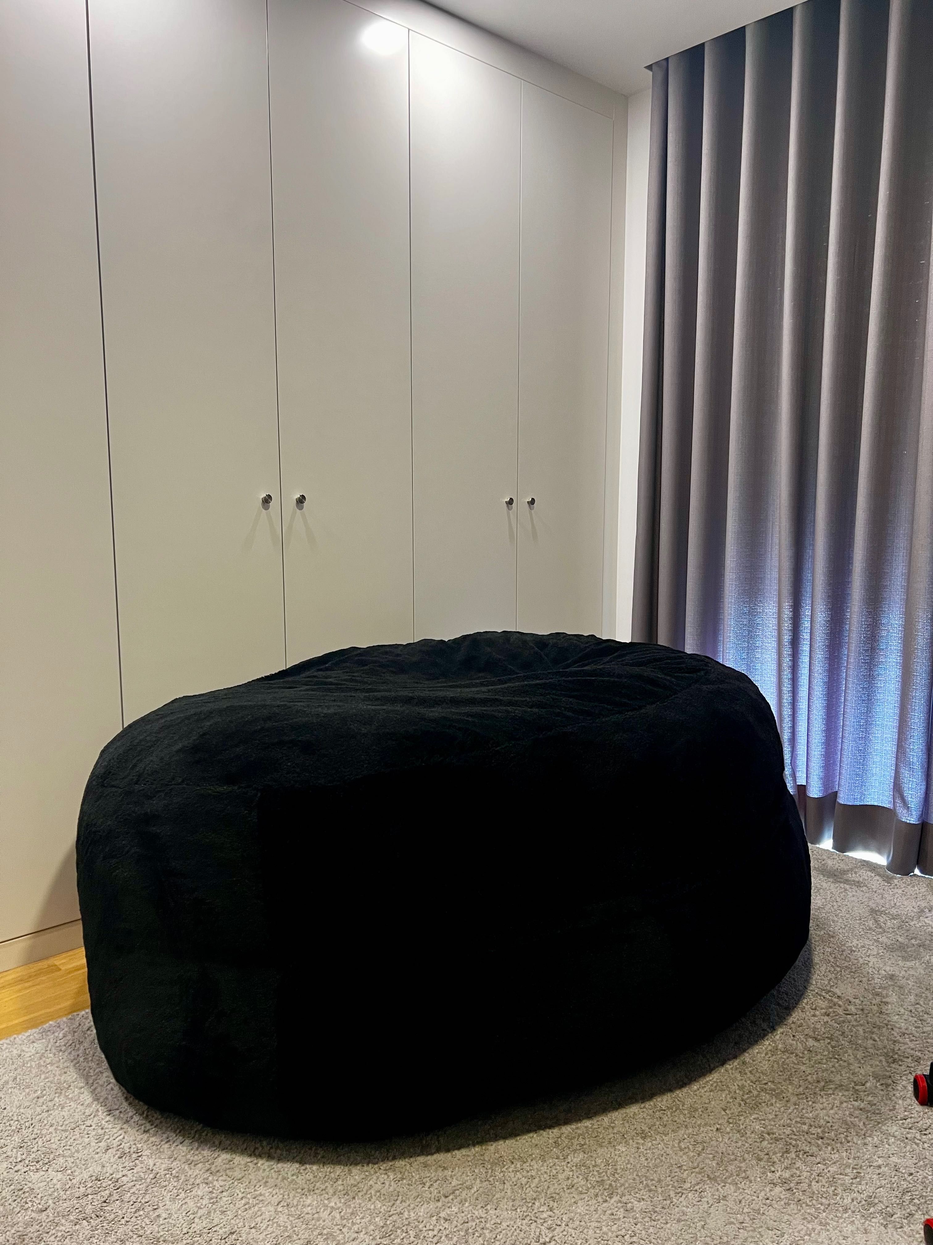 Pufe XXL com Enchimento – Super Macio e Confortável – 150x75cm Preto