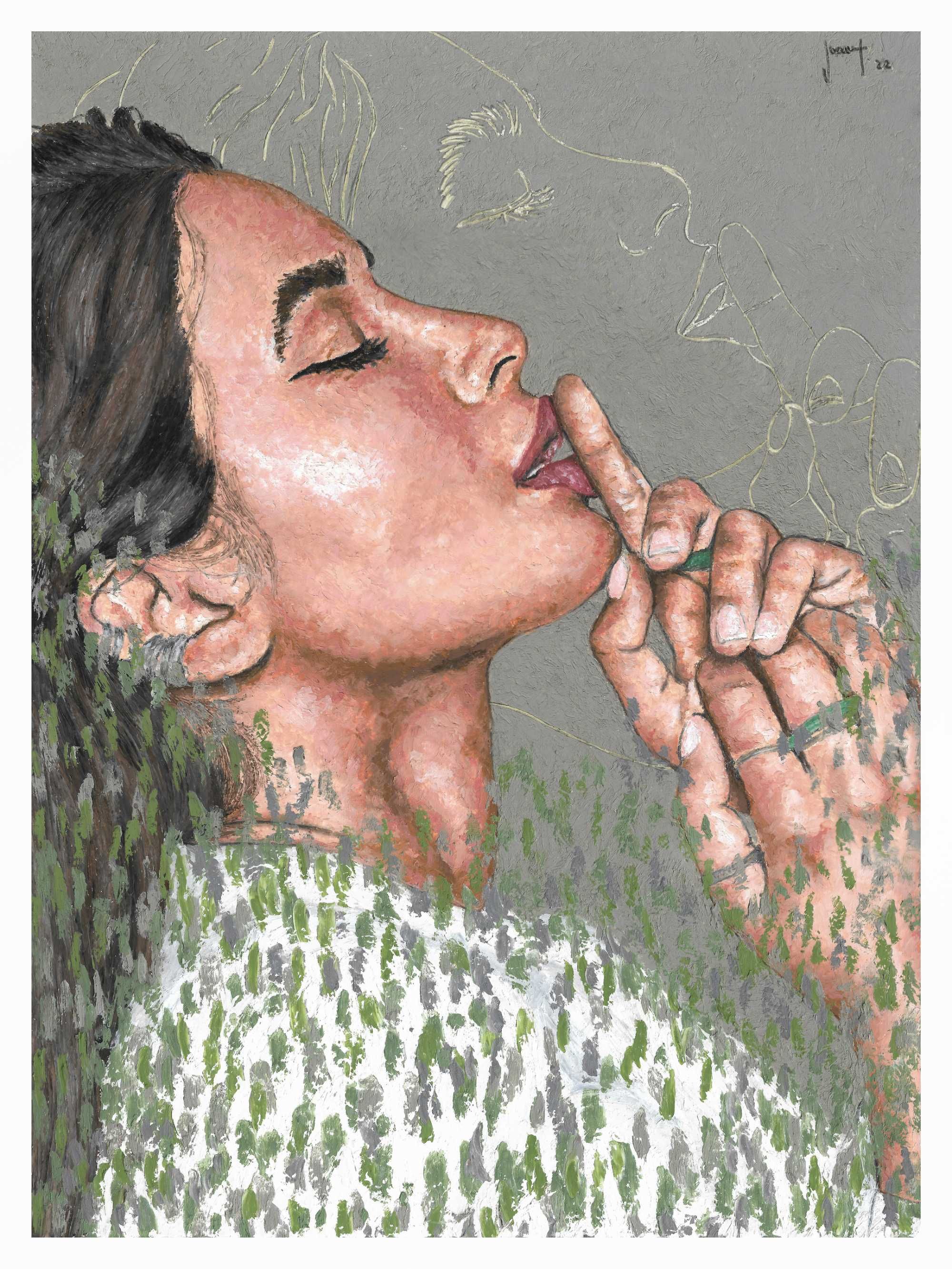 Pintura a pastel de óleo em papel, 40 x 30 cm