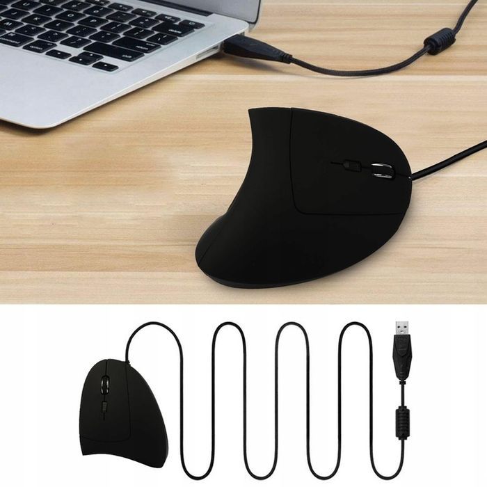 Myszka Wertykalna Przewodowa Cicha Ergonomiczna Mysz Optyczna Pionowa