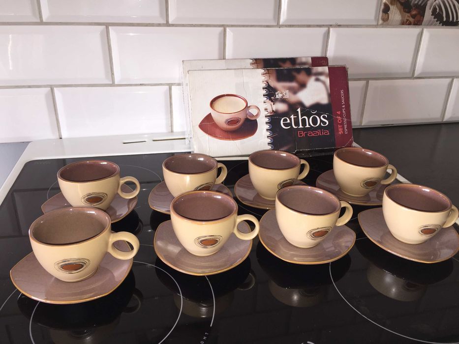 Nowy serwis kawowy do espresso ethos, ceramika, zestaw filiżanek