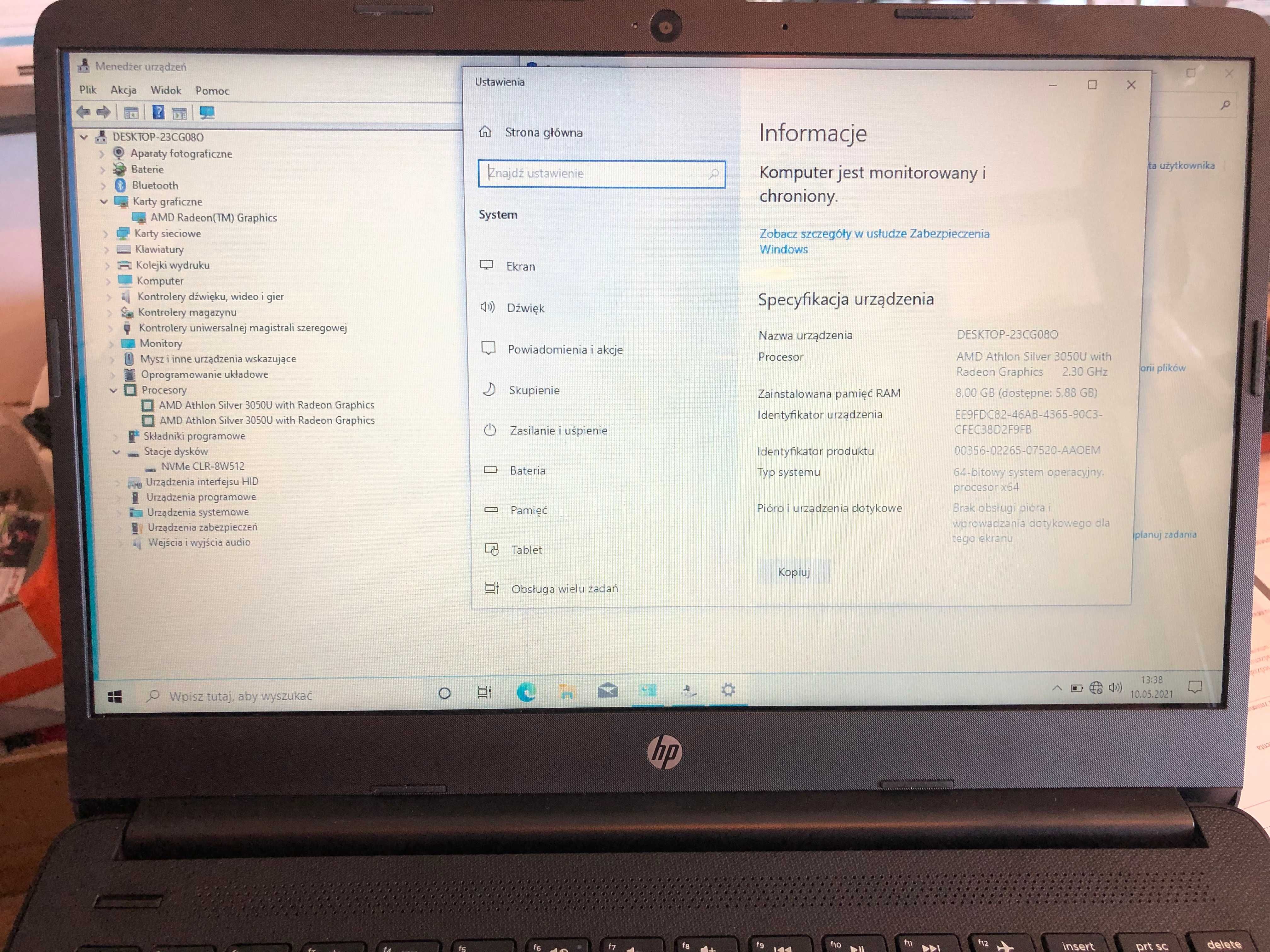 Jak nowy Szybki laptop  HP 14s AMD 8GB 512GB SSD W10H + GRATISY