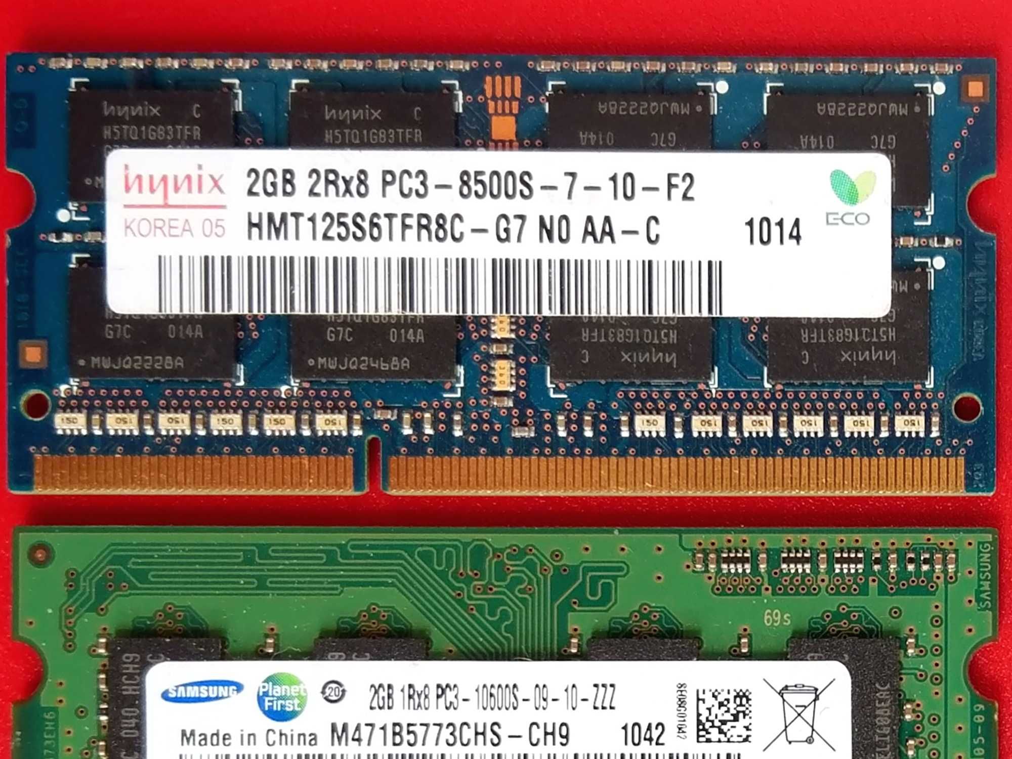 Оперативная память ноутбука PC3-8500 DDR3-1066 PC3-10600 DDR3-1333 2Gb