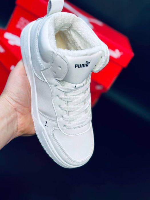 Зимние женские кросовки бренду Puma/ белые красовки на зиму пума