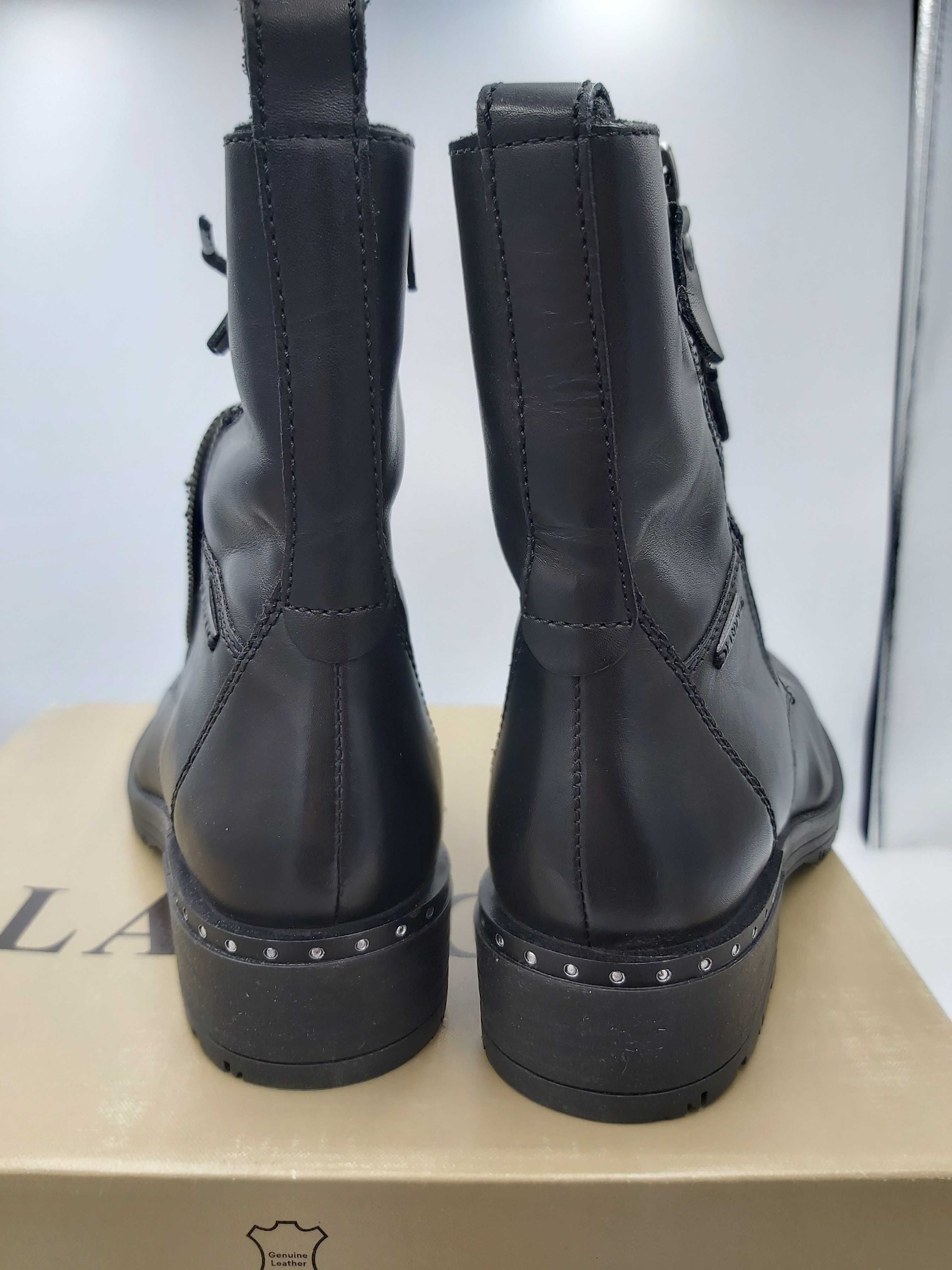 Buty LASOCKI kozaki botki czarne sznurowane rozmiar 38