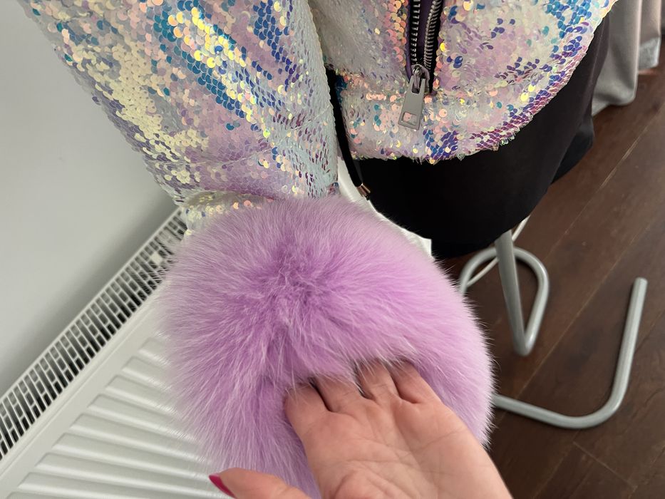 Cekinowa kurtka flo clo liliowy lis