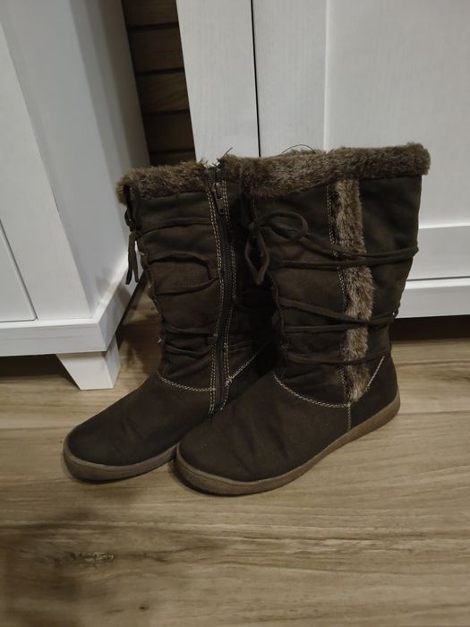 Śniegowce brązowe kozaki zimowe