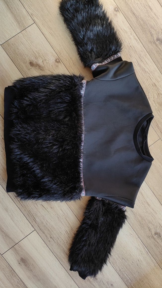 Bluza L M, etno, indiańska, Boho, elegancka shein futrzak futro jak no