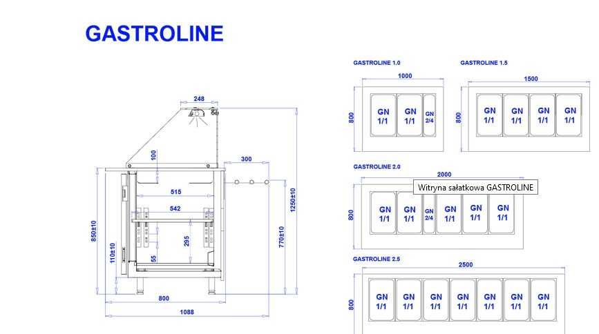 Lada Sałatkowa Gastroline 2,0m GN 1/1 x 5 szt