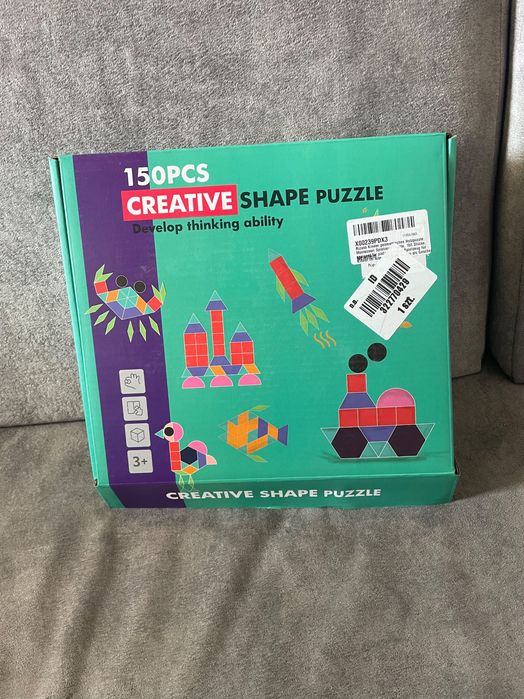 Układanka geometryczna, klocki drewniane, montessori