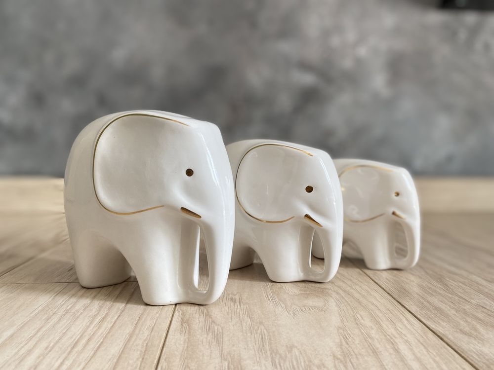 Figurka słoń słonie porcelanowe dania new look zestaw vintage lata 60