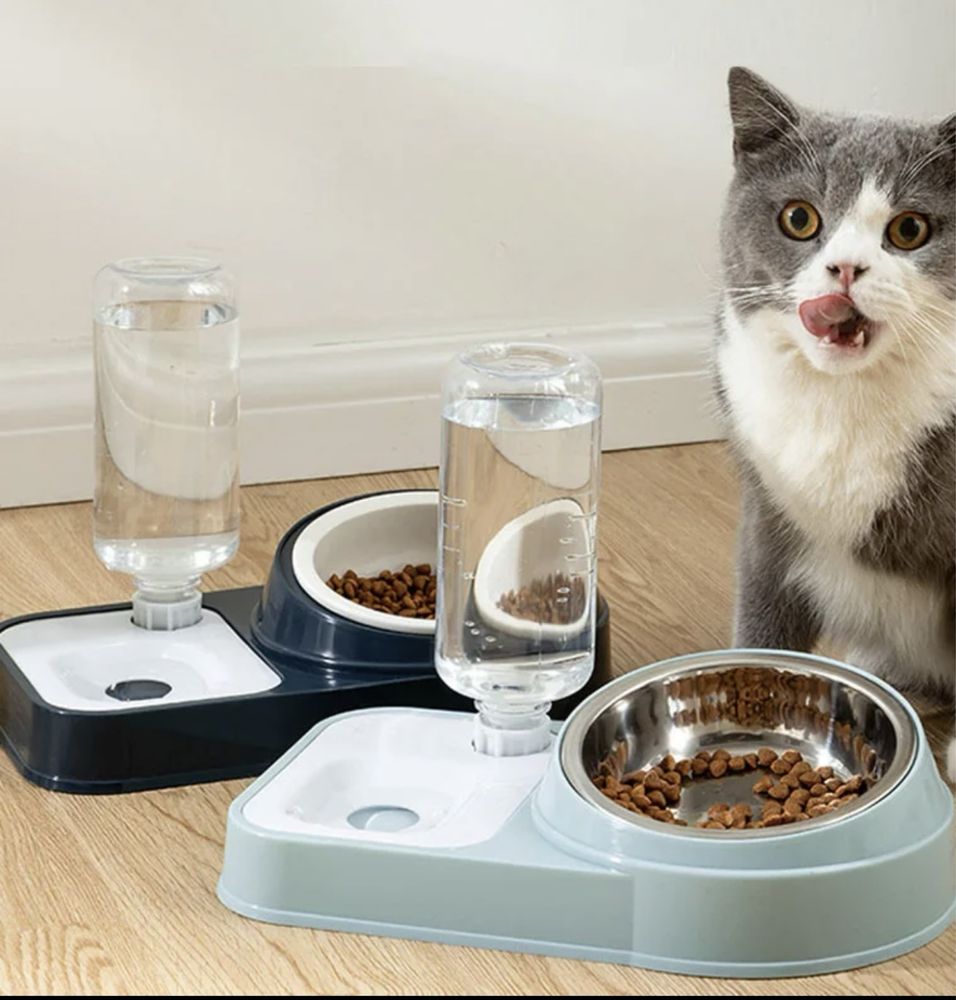 Тарілка з дозатором для води для котів та собак, миска