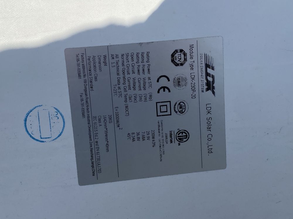 Panele fotowoltwiczne polikrystaliczne moce od 185 do 240 watt