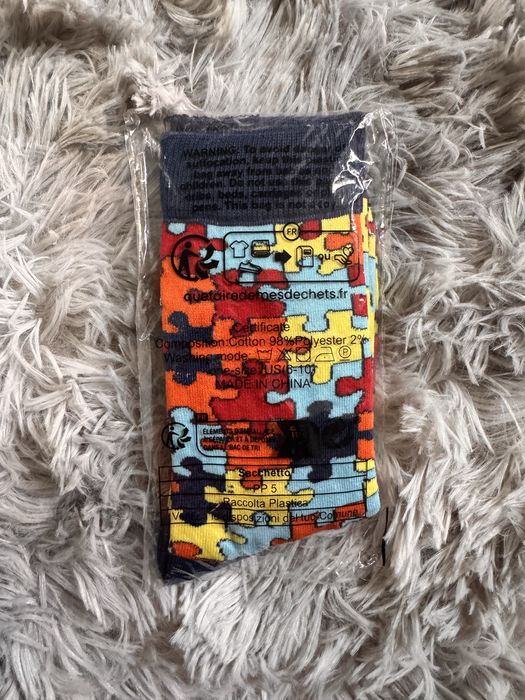 Skarpetki z motywem puzzli bawełniane